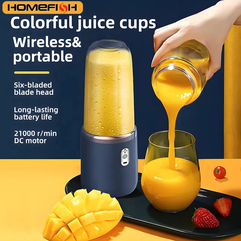 40W Portable Blender Cup with Sharp Blades 1500mAh Battery Double Cups for Smoothie Juice Shakes Travel Camping Picnic Home Use