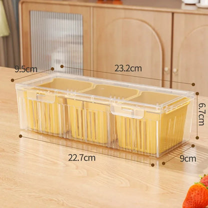 New 3 Grid Refrigerator Food Fresh-keeping Box Ginger Garlic Onion Pepper Storage Box Fruit Vegetable Basket Kitchen Organizer