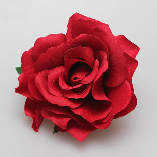 Flamenco Flowers For Hair DIY Headdress For Bridal Flocking Cloth Red Rose Flower Hairpin Hair Clip Party Hair Accessories