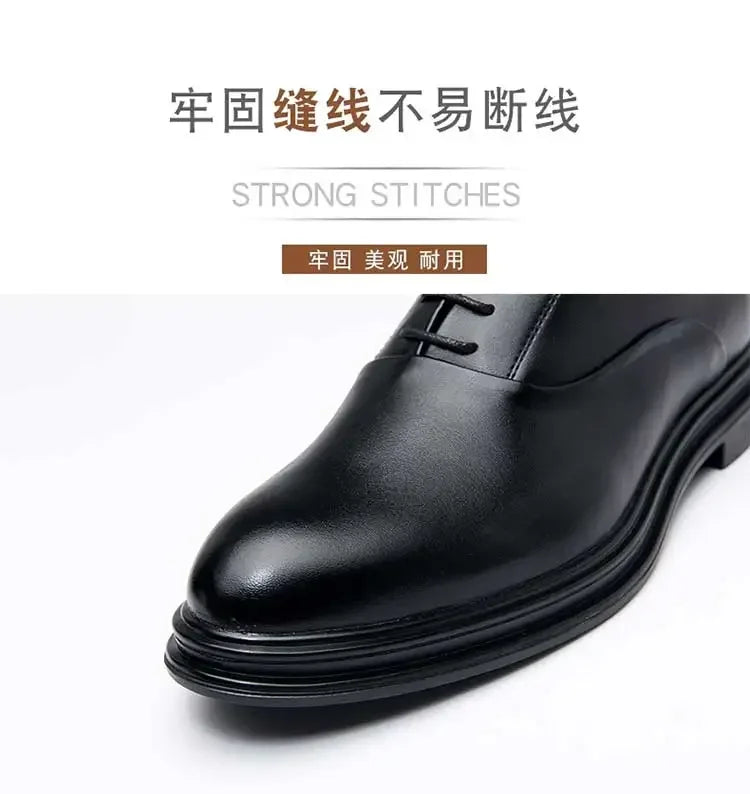 Business Formal Leather Shoes Men's Casual with Suit Low Top Solid Wedding Oxford Shoes Pointed Office Shoes