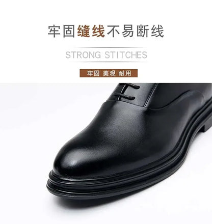 Business Formal Leather Shoes Men's Casual with Suit Low Top Solid Wedding Oxford Shoes Pointed Office Shoes