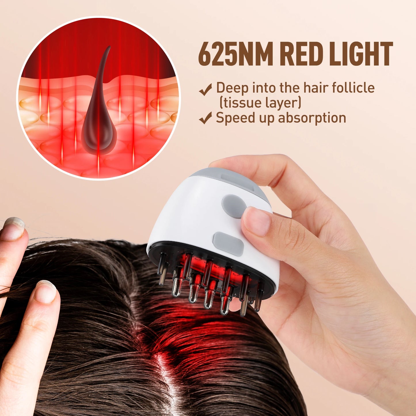 Red Light Therapy Hair Growth Machine Electric Vibration Head Massage Comb Scalp Massager Brush Medicine Liquid Applicator