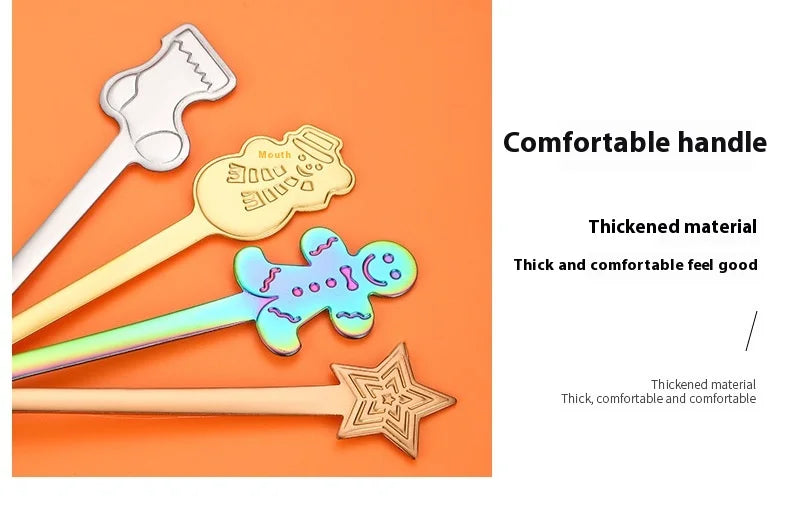 Christmas Cutlery 4Pcs Gift Set Creative Coffee Spoon Dessert Spoon Mixing Spoon Christmas Spoon Gift Box