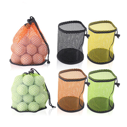 Portable Multipurpose Sports Mesh Net Bag Golf Ball Organizer Bag Drawstring Pouch Golf Sports Supplies Can hold 12/25/50 Balls