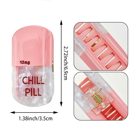 2 Pack Chill Pill Hair Clips Pharmacy Claw Clips Fun Summer Acetate Hair Claw Accessories for Women