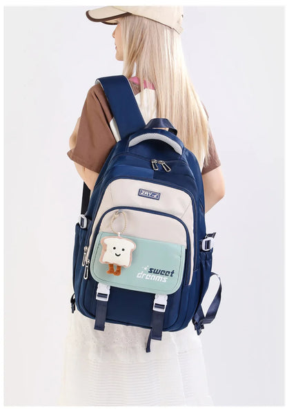 Girls Backpack for School Kawaii Bookbag for Teenage Multiple Pockets School Bag for Primary Elementary Middle School, Age 6-14