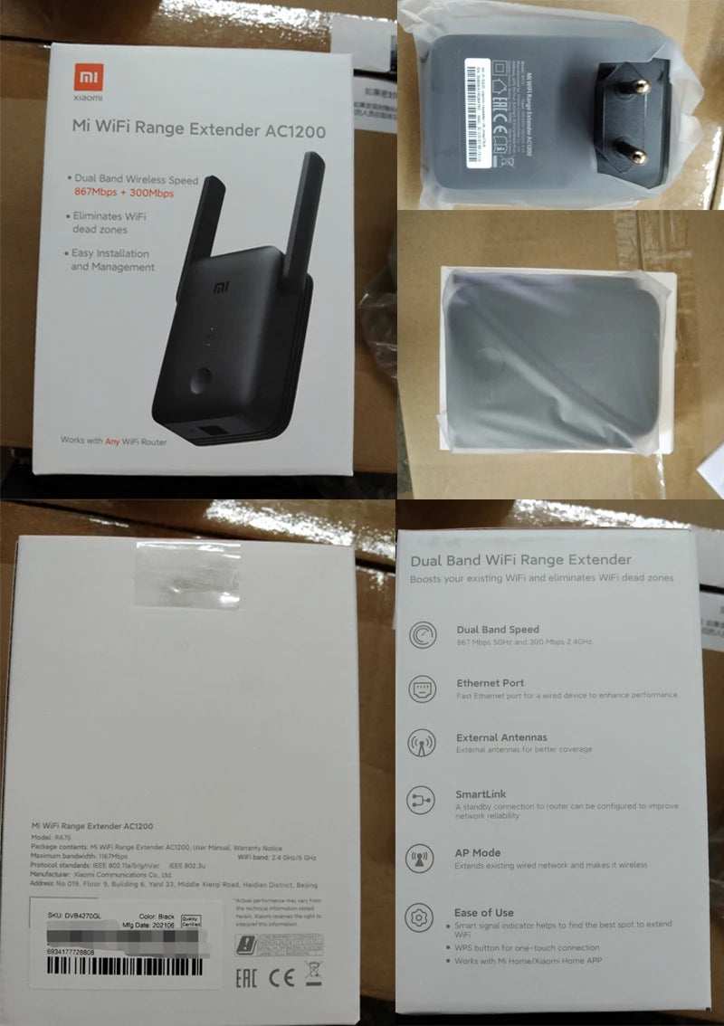 New Global Version Xiaomi Mi WiFi Range Extender AC1200 2.4GHz And 5GHz Band 1200Mbps Ethernet Port Amplifier WiFi Signal Router
