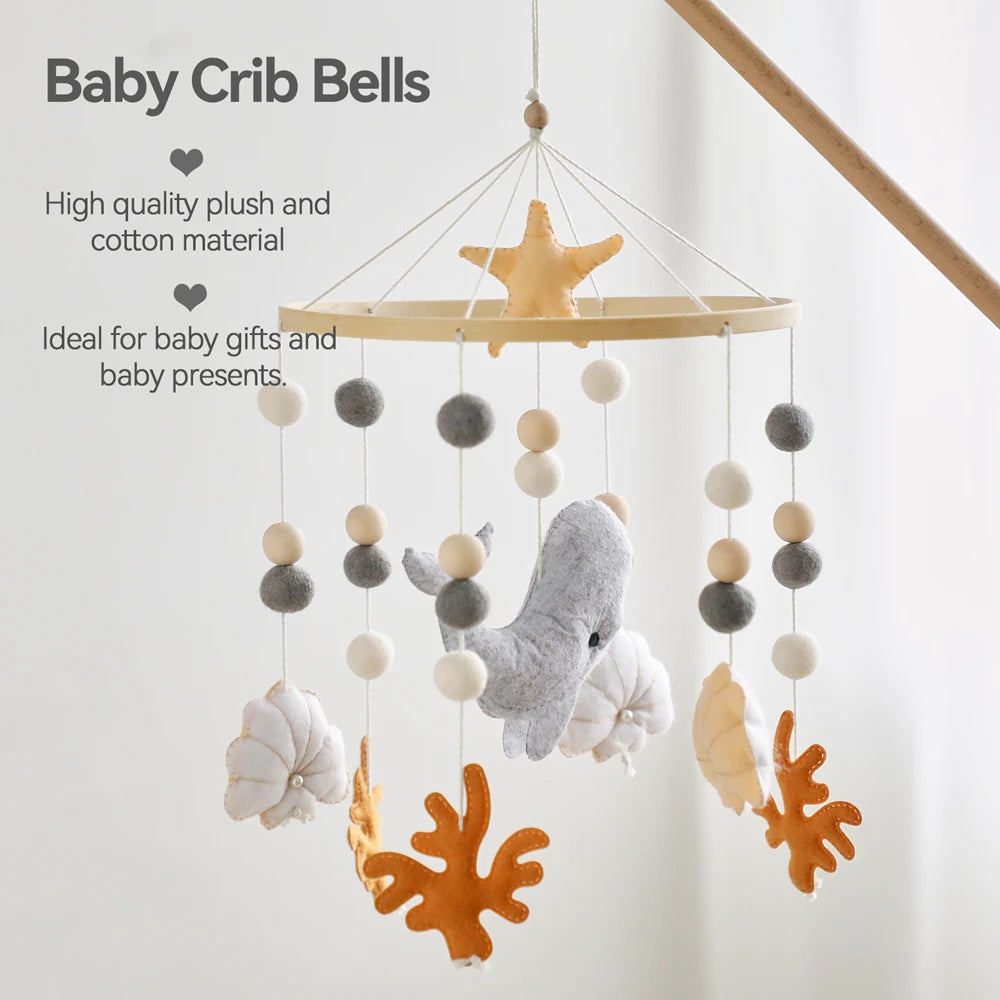 Baby Crib Mobiles Rattle Toy 0-12Months Soft Felt Whale Ball Bed Bell Newborn Music Box Bed Bell Crib Hanging Toys Infant Toys