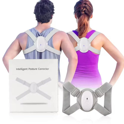 Electric back posture corrector with vibration alert, with elastic adjustable shoulder straps for improved back posture training