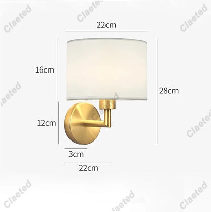 LED Fabric Lampshade E27 Decorative Wall Lamp Indoor Corridor Living Room Bedroom Bedside Wall Lamp Decorative Lighting Fixture