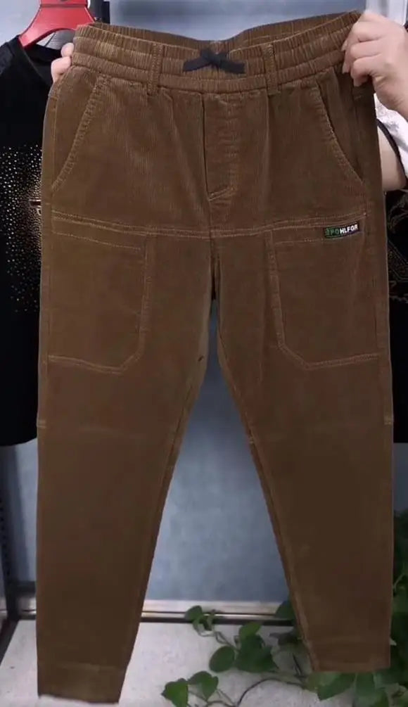 Autumn Winter Casual Pants Elastic Wais Men Corduroy Trousers Six Pockets Joggers Baggy Slim Mens Trousers Designer Sweatpants