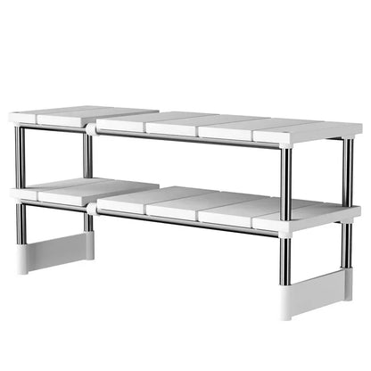 Stackable Storage Rack Wardrobe Layered Partition Rack Closet Sorting Shelves Telescopic Sink Holder Wardrobe Clothing Organizer