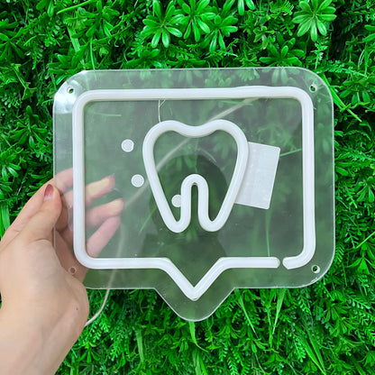 Teeth Logo USB Neon Sign Tooth Led Neon Light Dentist's Office Wall Window Decor Welcoming Sign