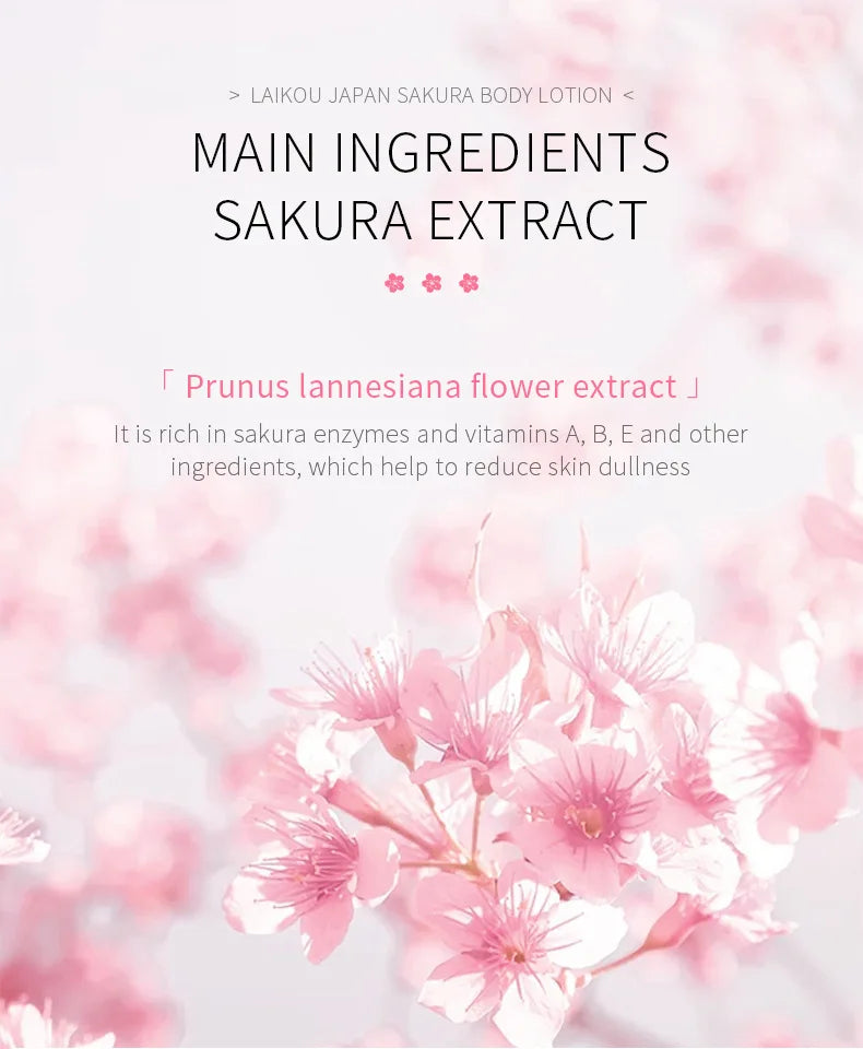 LAIKOU Cherry Blossoms  Body Lotion Refreshing skincare Exfoliating Moisturizing Nourishing Brightening Body Creams 120g