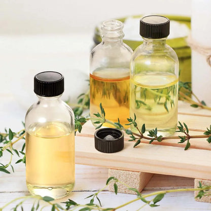 2oz Small Clear Glass Bottles with Lids for Liquids, Tiny Short Jars with Caps Mini Glass Juice Bottles for Potion, Ginger Shots