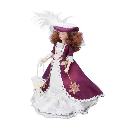 Doll House Servant 1:12 Doll House Miniature Turnable Ceramic Victorian Servant Toy Decoration with Stand