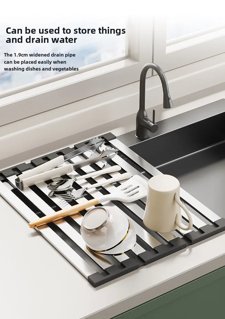 Roll up Dish Drying Rack Over The Sink for Kitchen Portable Aluminum Dish Rack Foldable Dish Drying Racks No rust No mildew New