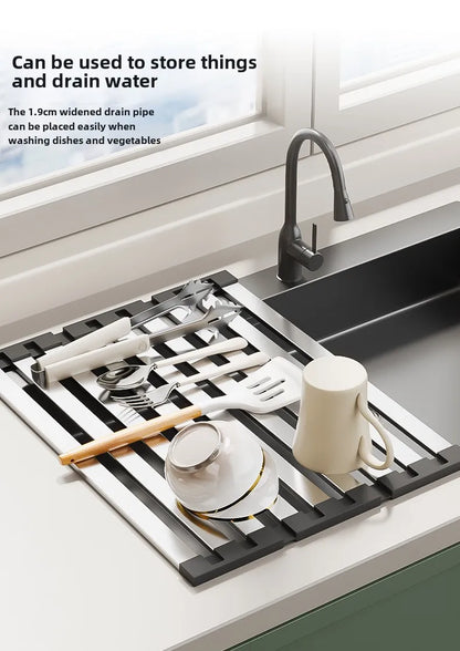 Roll up Dish Drying Rack Over The Sink for Kitchen Portable Aluminum Dish Rack Foldable Dish Drying Racks No rust No mildew New