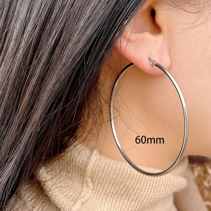 90mm Stainless Steel Large Circle Smooth Gold Color Round Loop Hoop Earring for Women Ear Ring Brincos