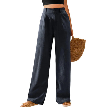Womens Casual Wide Leg Pants High Waisted Button Down Straight Long Trousers Palazzo Pants Elegant Woman Flared Pants Youthful