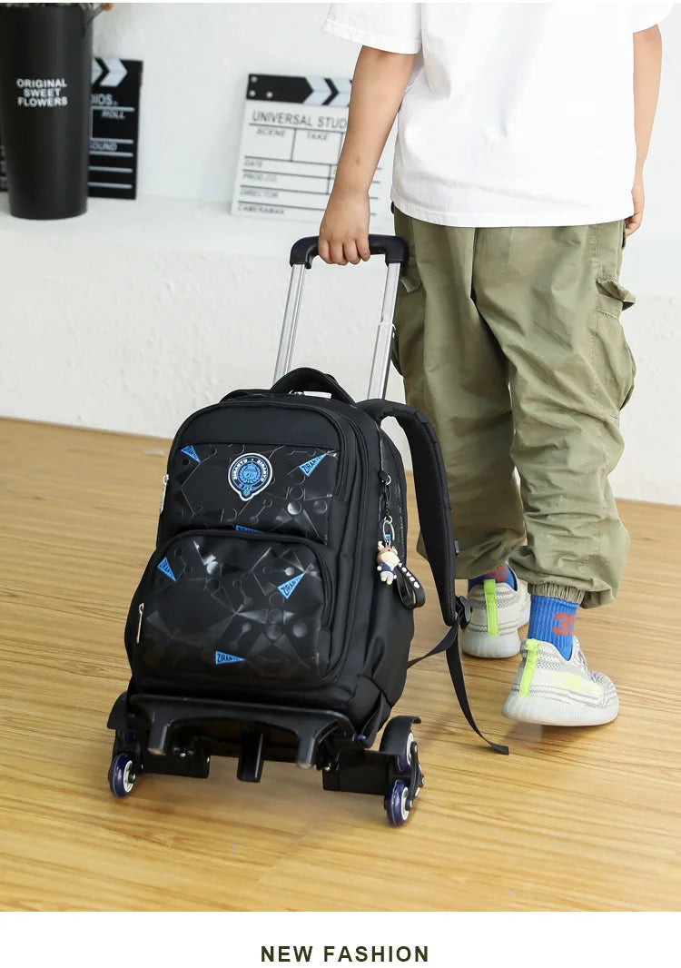 School Rolling Backpacks School bags for Boys Trolley bag with Wheels Waterproof Orthopedic School Bag Student Wheeled Backpack
