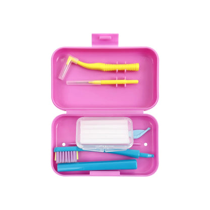 Orthodontic Oral Care Kit Portable Toothbrush Box Orthodontic Wax Foldable Toothbrush Interdental Brush Teeth Whitening Tool Hot