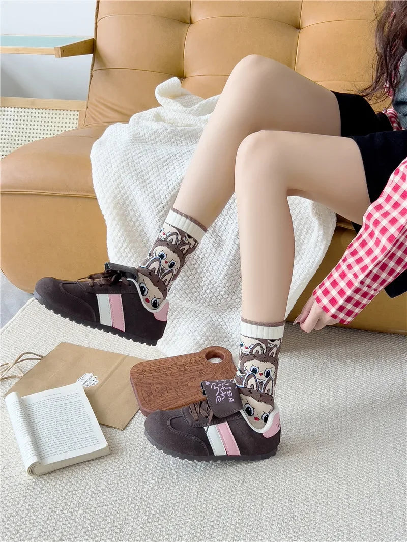 Labubu Mid Length Socks for Children Versatile Couples Trendy College Style Anime and Cartoon Department Labubu Cloth Long Socks