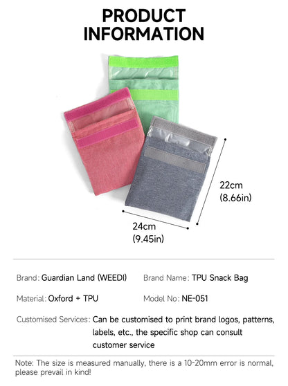 Reusable Sandwich Storage Bag TPU Lining Velcro Snack Bags for Kids Washable Waterproof Food-Safe Reusable Snacks Bags