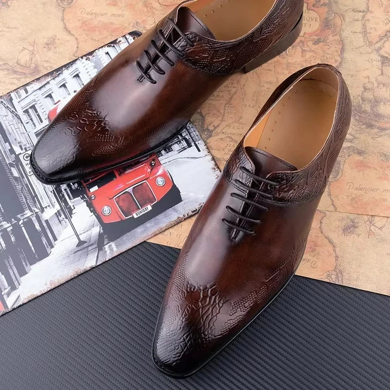 YAOLIDA Business Oxfords Shoes For Men Luxury Handmade Dress Wedding Office Side pretty Printing Preminum Formal Leather Shoe CN