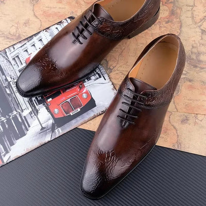 YAOLIDA Business Oxfords Shoes For Men Luxury Handmade Dress Wedding Office Side pretty Printing Preminum Formal Leather Shoe CN