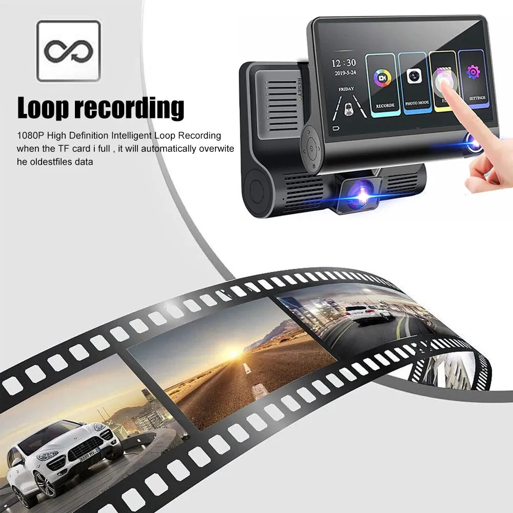 Car DVR 3 Cameras 4.0 Inches Dash Cam Car Video Recorder Auto Registrator Dvrs Dash Cam with 3 Ways Cameras