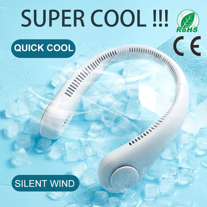 Handheld Fan Portable Mini Fan Portable Mini Leafless Hanging Neck USB Fan Battery Operated for Outdoor Use