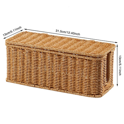 Hand-Woven Charging Station Storage Box Cable Management Basket for USB Cables Data Cables Organizer