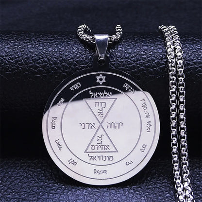 Talisman Of Protection Good Luck Wealth Seal Of Solomon Stainless Steel Necklaces Pendants Men Jewelry salomon hombre N4239