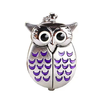 1PC Rainbow Owl Keychain Watch Cartoon Flip Creative Pocket Watch Necklace Watch Women's Watch Student Watch Primary School Stud