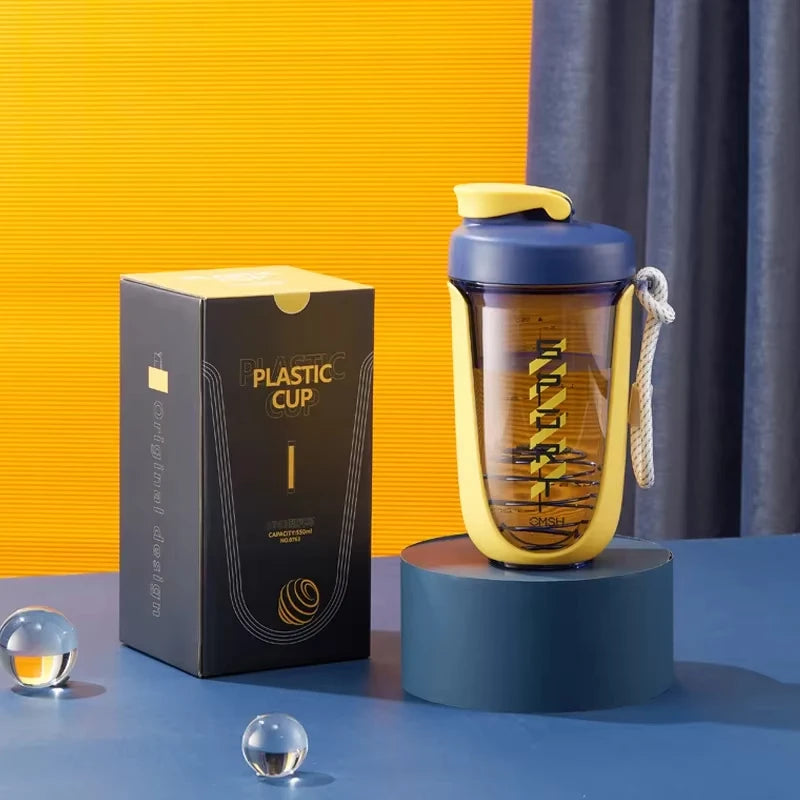 New Style 590ML Blender Shaker Bottle with Whisk Spring BPA Free Plastic Protein Shakes Leakproof for Powder Workout Gym Sport