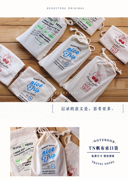 Fromthenon A6 A7 Loose Leaf Notebook Storage Bags Traveler Notebook Journal Storage Bag Planner Drawstring Stationery Supplies