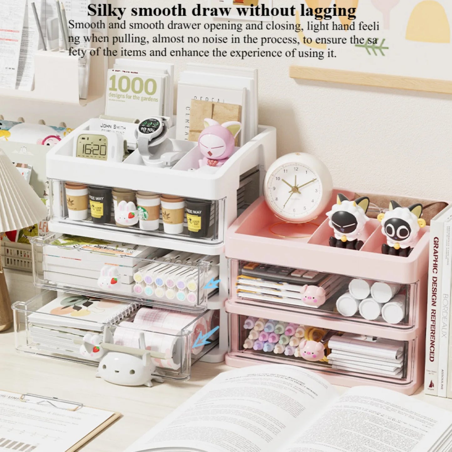 5 Tier Stationery Handbook Student Desktop Organizer, Organizer Drawers, Hair Accessories Organizer for Kids, Pen Holder Shelf