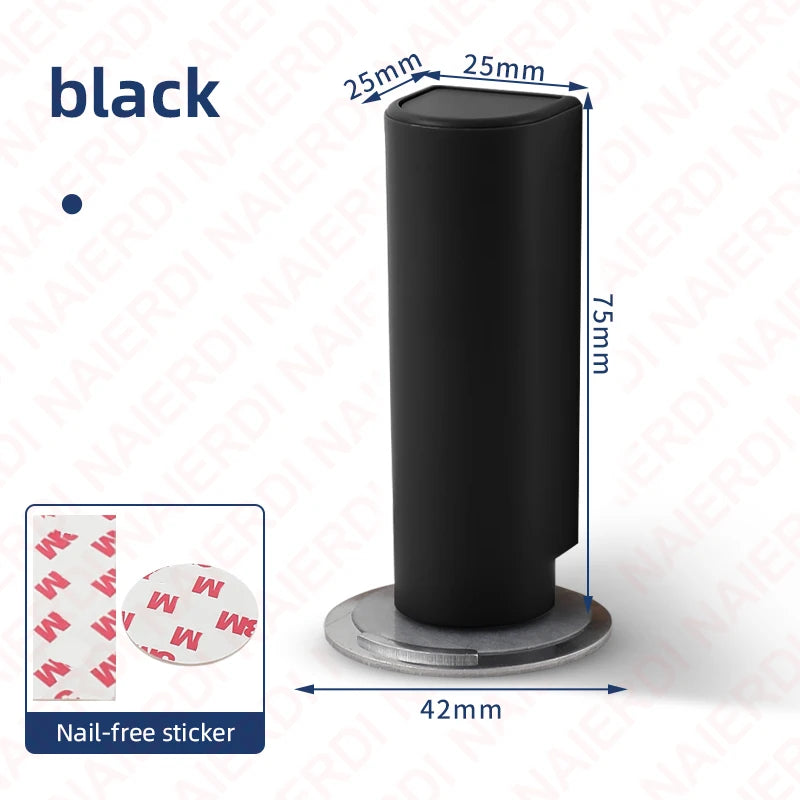 NAIERDI Magnetic Door Stopper Stainless Steel Heavy Duty Door Stop Black Nail-free Door Suction Door Holder Door Hardware