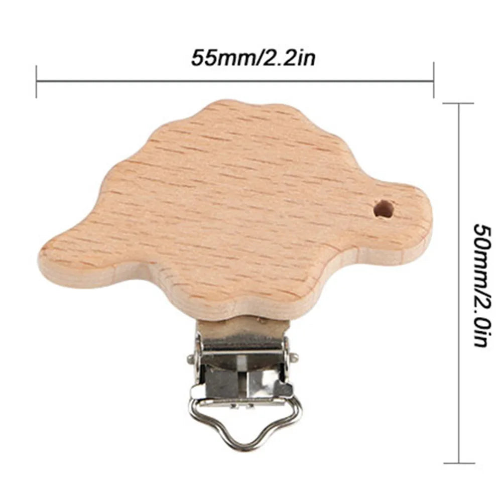 Kovict 5Pcs 19 Styles Beech Wooden Clips Metal Bracket DIY Pacifier Chain Handmade Crafts Accessories