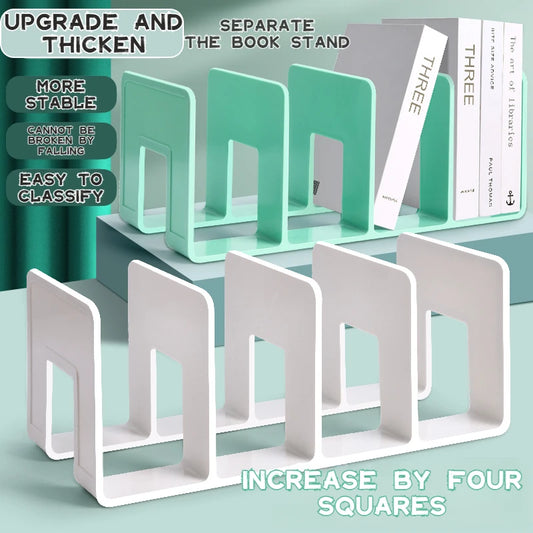 Upgraded Thickened 4-Slot Book Stand Sturdy Large Capacity Organizer for School Supplies Stationery Office Students Desk Tool