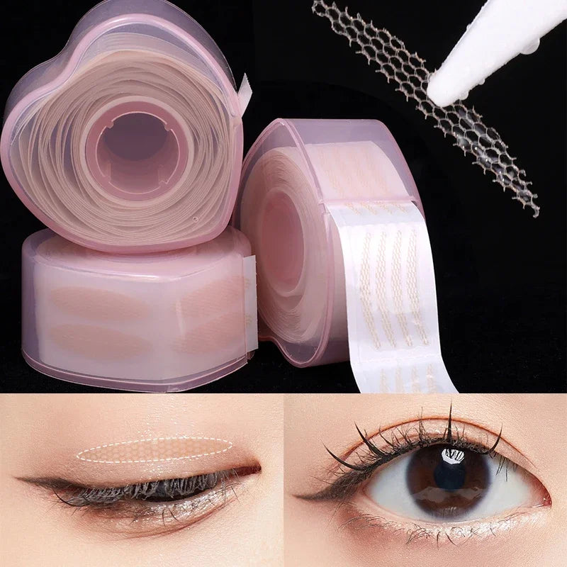360Pcs Natural Eyelid Tape Sticker Invisible Double Fold Eyelid Lace Paste Clear Beige Stripe Self-adhesive Eye Tape Makeup Tool