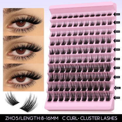 GROINNEYA DIY Lash Extension Kit Lash Clusters With Waterproof Strong Hold Lash Bond And Seal And Eyelash Tweezers Lash Cluster