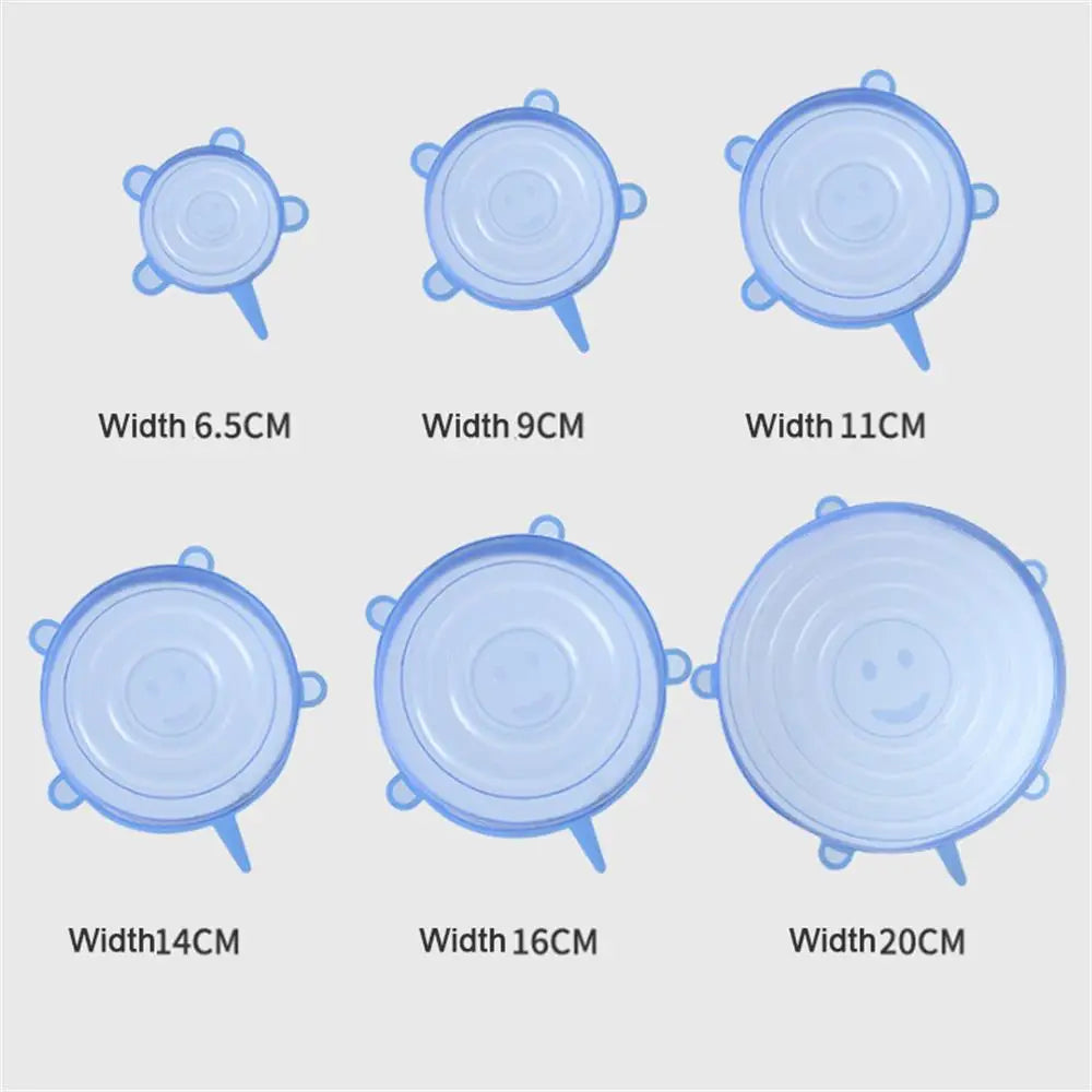 6/12Pcs/Lot Silicone Stretch Lids Universal Taper Pot Bowl Food Wrap Sealed Cover for Kitchen Cookware