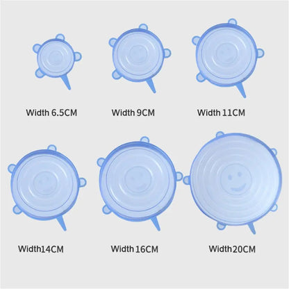 6/12Pcs/Lot Silicone Stretch Lids Universal Taper Pot Bowl Food Wrap Sealed Cover for Kitchen Cookware
