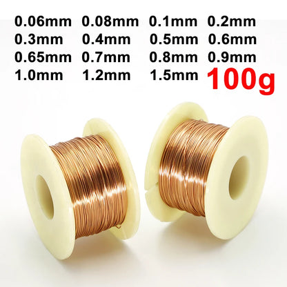 100g/Rolls copper lacquer wire 0.06mm -1.5mm Cable Copper Wire Magnet Wire Enameled Copper Winding Wire Coil Copper Wire