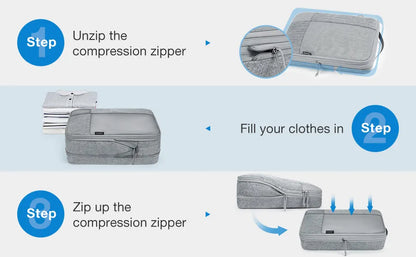 BAGSMART Compression Packing Cubes 6 Set Travel Organizers for Luggage Compressed Organizers  Suitcase Organizers with Shoe Bags