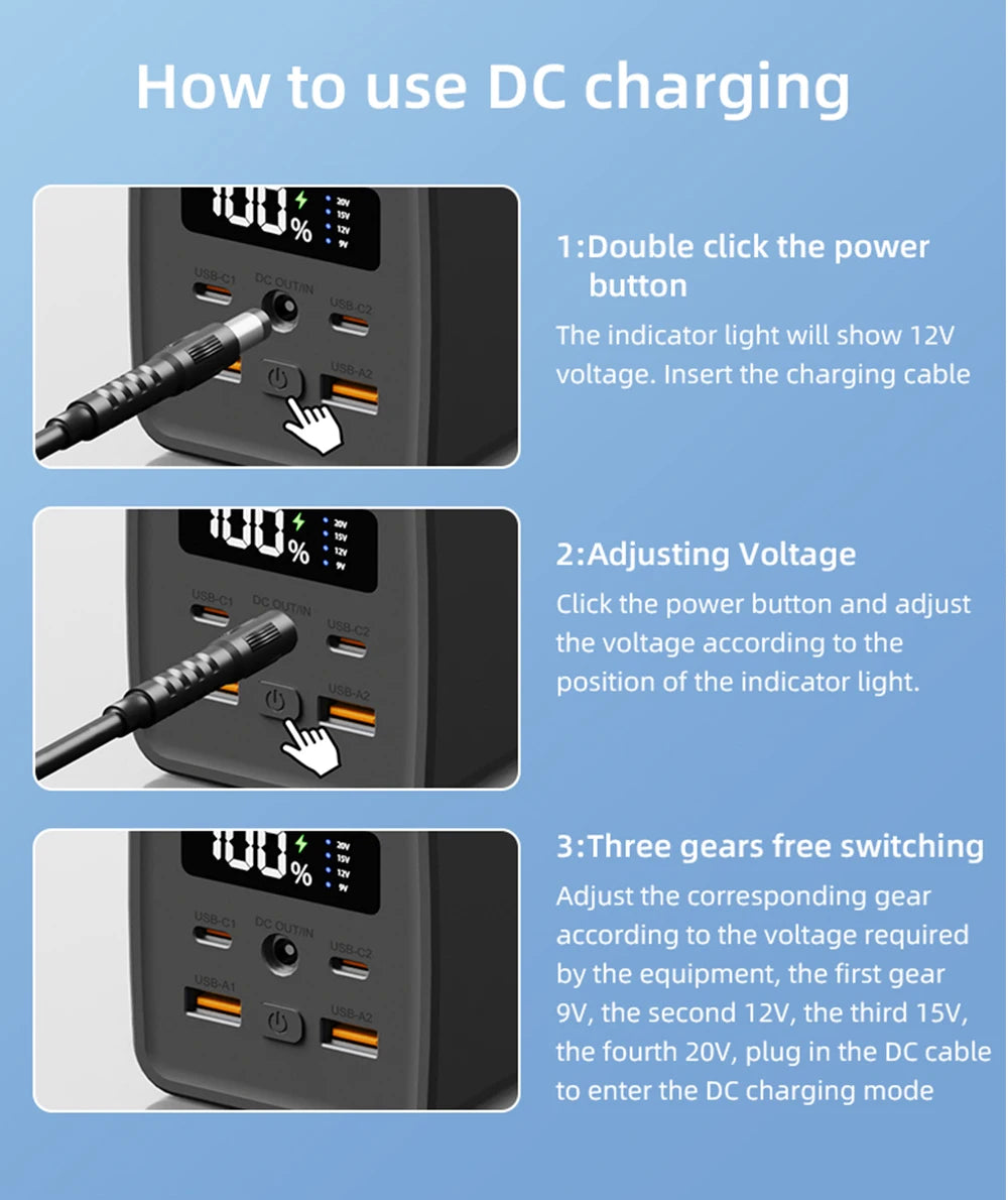 PSOOO 65W Power Bank 100000mAh Super Fast Charging Powerbank Portable External Battery Charger for Laptop iphone Xiaomi Huawei