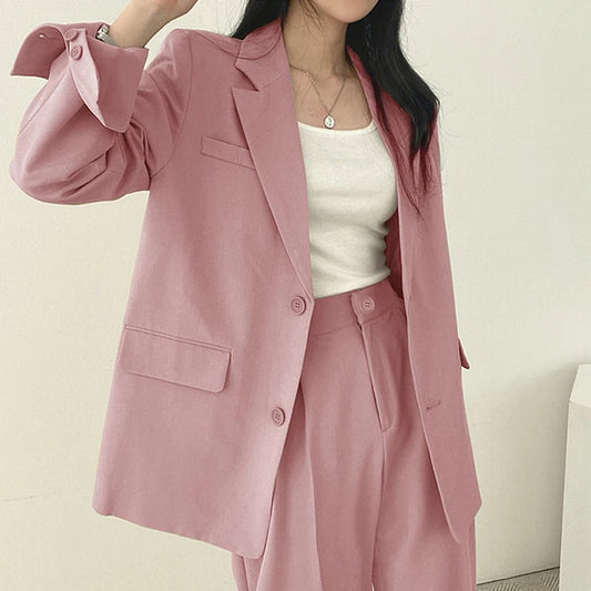 Suit Jacket Casual Office Lady Elegant Solid Single-breasted Women Blazer