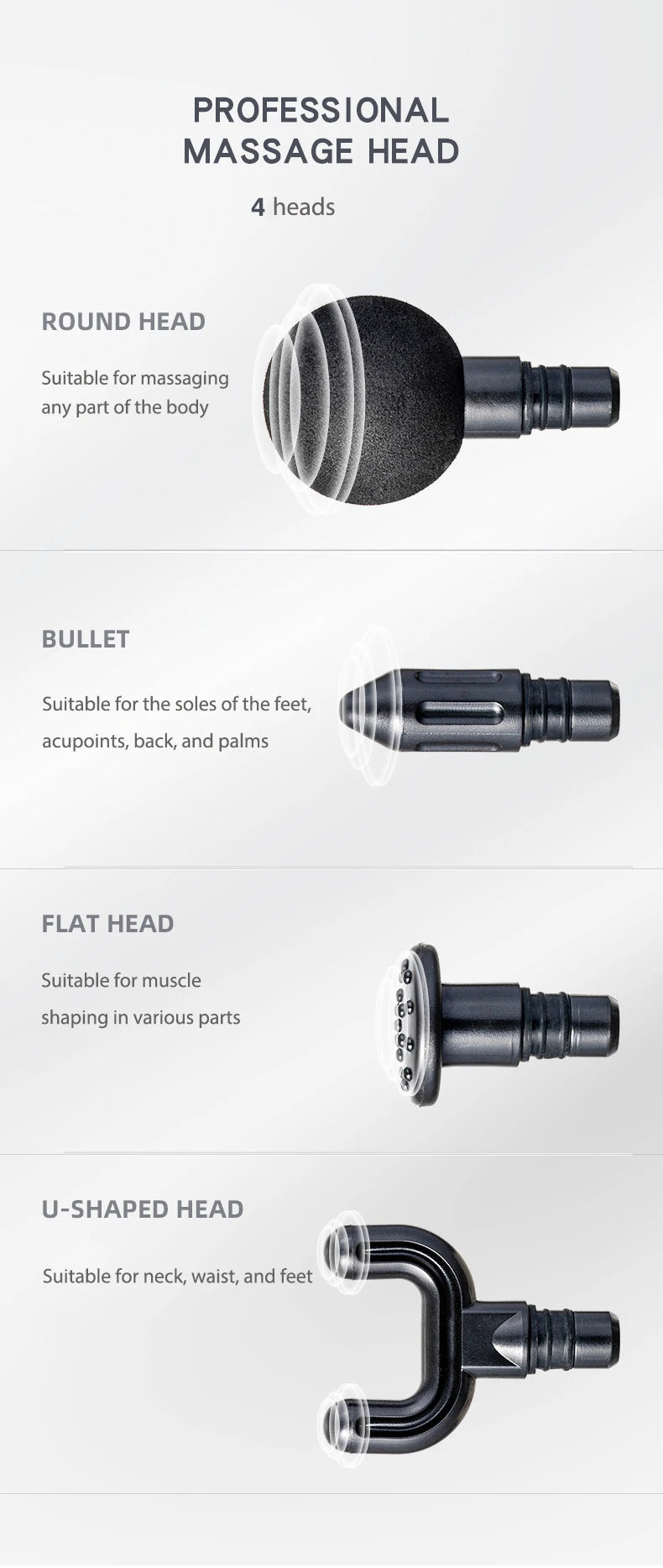 Mini Massager Gun 4 Heads Portable for Fascia Gun Body Back Muscle Recovery Athletes Home Gym Deep Tissue Relaxation Handheld